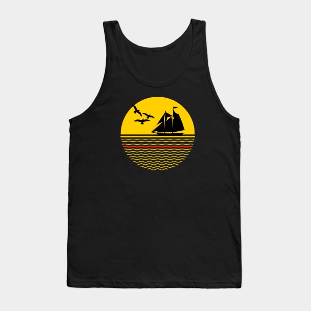 Tall Ship Sailing with Birds Tank Top by Sailfaster Designs